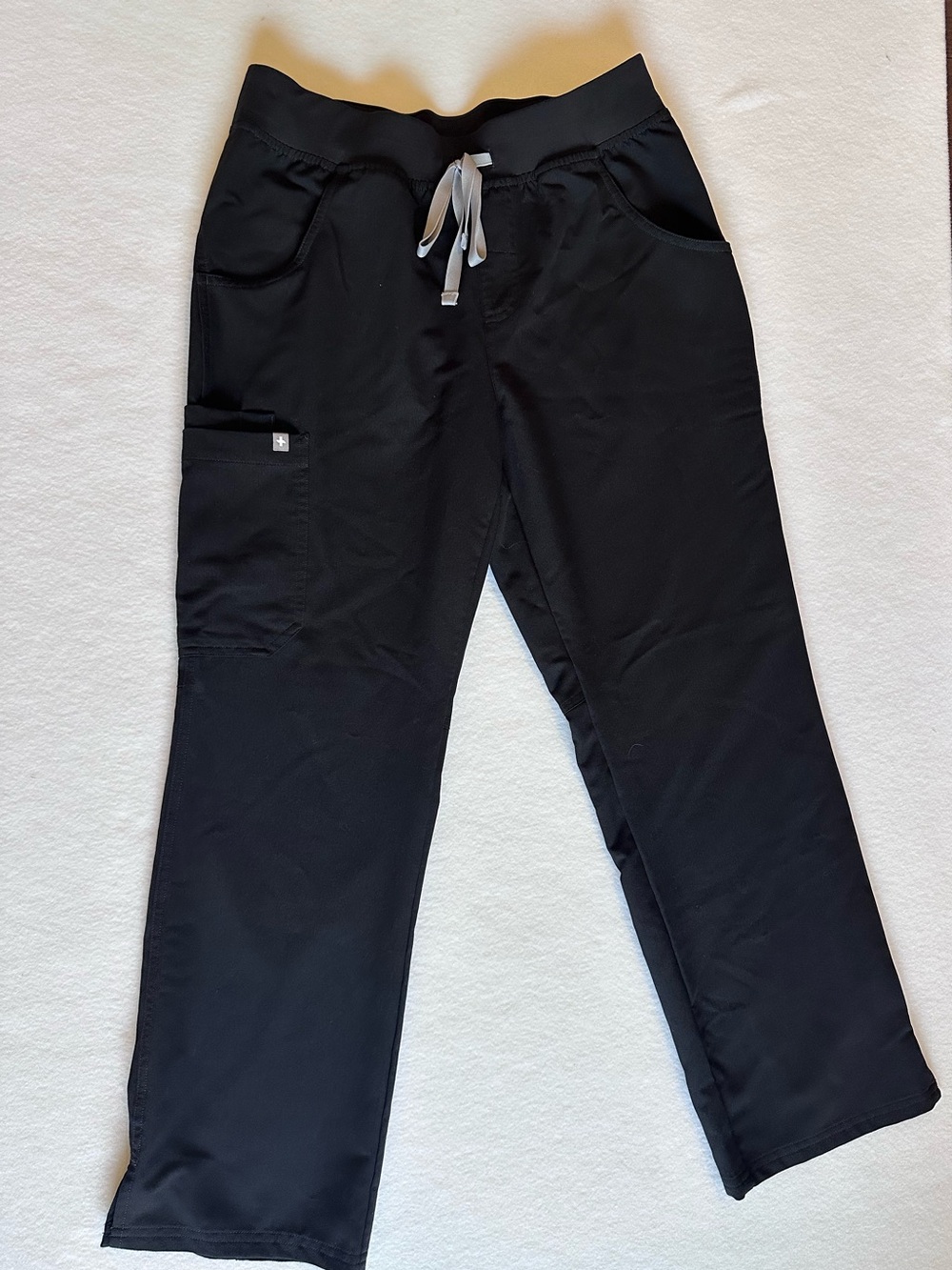 FIGS Kade Straight Leg Scrub Pant Womens Size Medium Mid Rise Black 4 pockets